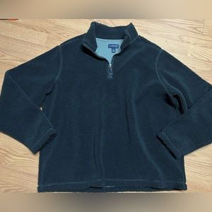 Lands End black vintage fleece pullover XL 46-48